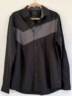 Guess Black Shirt with Gray Chevron Accent size Large